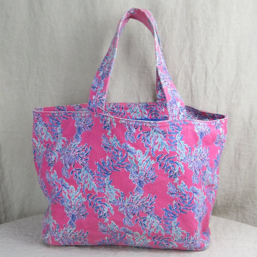 Lilly Pulitzer Capri Pink Samba Tote Bag 21" x 12" Canvas